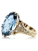 8K Yellow Gold Aquamarine Ring Vintage style vrc084x